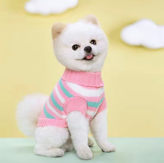 Cute Lapel Collar Striped Sweater for Puppies or Small Dogs - 4 Legs R Us