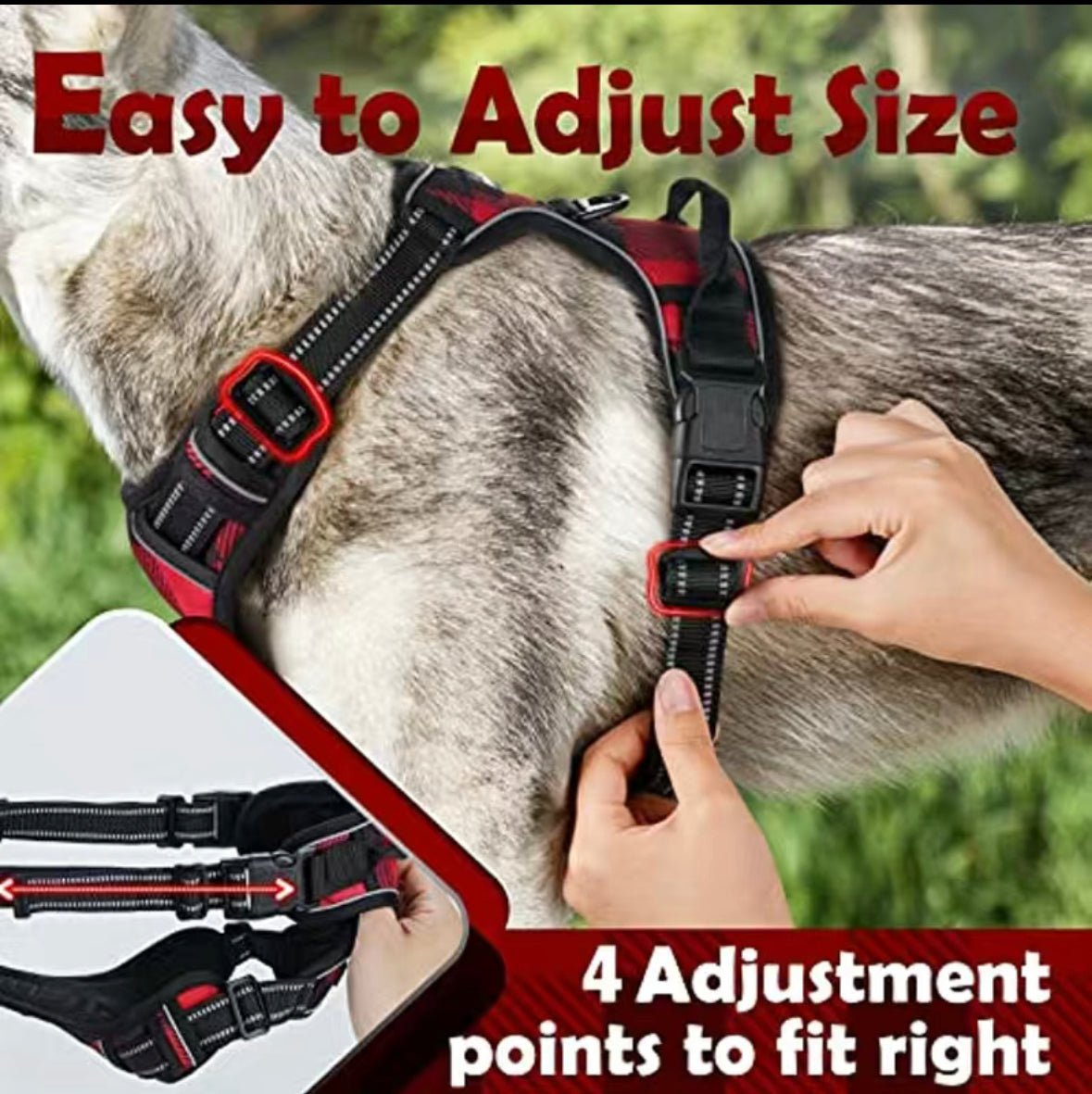 Plaid Reflective 4-in-1 Adjustable Harness Set - 4 Legs R Us