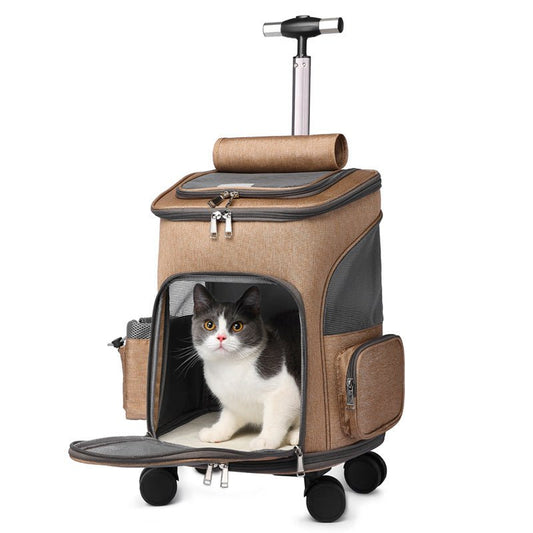 Portable Folding Trolley Pet Backpack - 4 Legs R Us