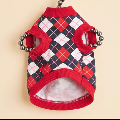 Red Argyle Pet T-Shirt - 4 Legs R Us